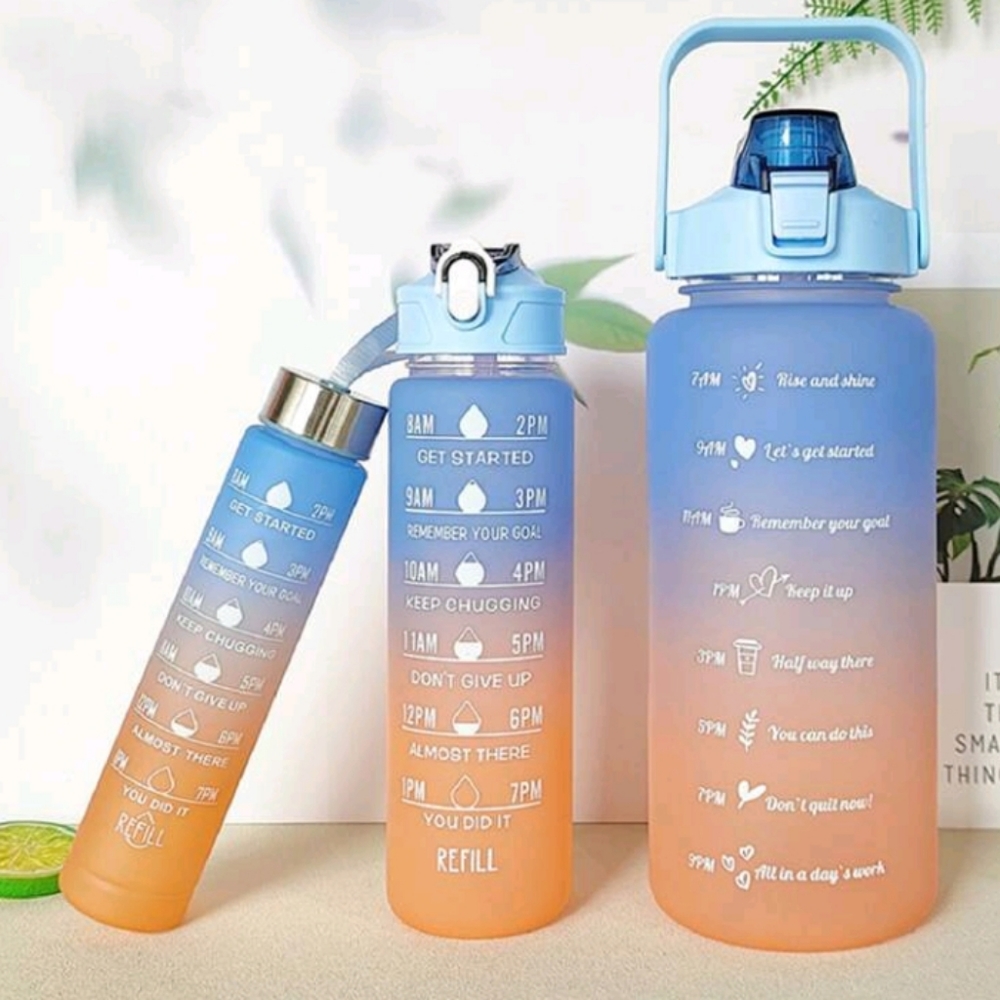 NWOT 3pc. Ombre Motivational Water Bottle Set BPA Free !! A must have!!!!
